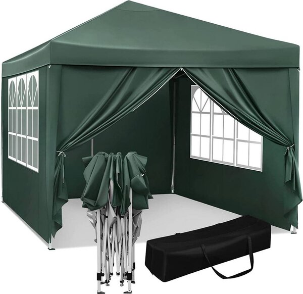 WOLTU Gazebo Pop-Up, gazebo pieghevole impermeabile con telaio in metallo Oxford, 3 x 3 m, verde