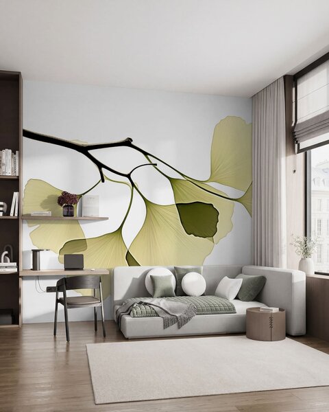 Carta da parati Foglie a ventaglio di ginkgo, Carta da parati Natura, w09968 : Uwalls.it