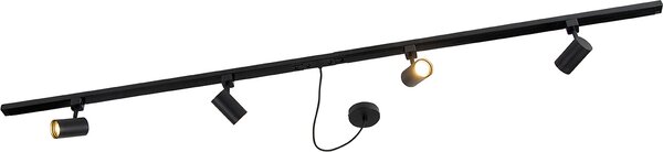 QAZQA - Sistema di binari moderno monofase I Faretto I Faretto da soffitto I Proiettore da soffitto I Proiettore nero con barra a 4 luci I Faretto I Faretto da soffitto I Proiettore da soffitto I Proiettore I Lampada I Apparecchio di illuminazione