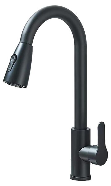 Rubinetto da cucina, con doccetta estraibile, rotazione a 360°, finitura nero opaco, colore nero opaco