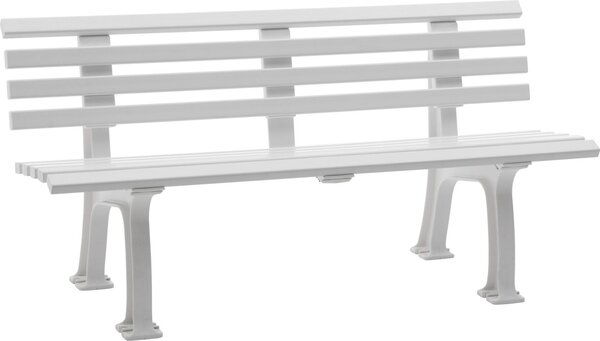 Panchina da giardino Blome Sylt a 3 posti, in plastica di facile manutenzione, con 9 profili multicamera, 2 piedi e schienale, bianco
