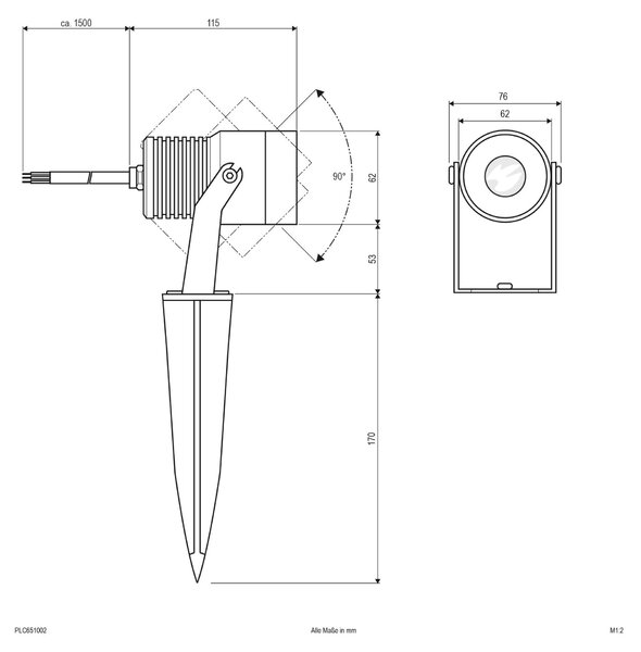 EVN Lichttechnik faretto da giardino PLC651002
