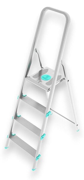 Scala multiuso in alluminio stabile e resistente con gradini antiscivolo e piattaforma ampia Libellula - 4 gradini - H84 cm