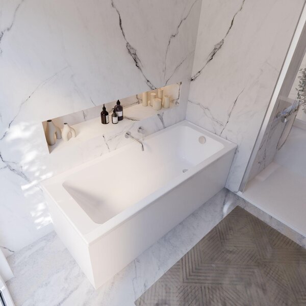 Vasca da bagno a forma di corpo Schulte modello Como, acrilico sanitario bianco, 170x70 cm, altezza 58 cm, incl. set di supporti per vasca in schiuma rigida + scarico e troppopieno