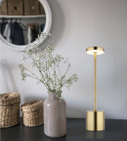 Lampada da tavolo a LED, color oro, dimmer touch, CCT, H 34 cm