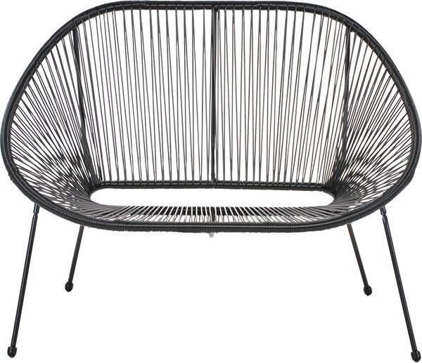 BELIANI Panca da giardino nera in rattan artificiale acciaio 114 cm vimini ovale 2 posti mobili da giardino moderni soggiorno giardino