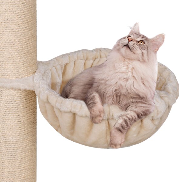 HAPPYPET Mangiatoia universale XXL per tiragraffi Ø 45 cm - mangiatoia per gatti grandi, Maine Coon, stabile fino a 20 kg di carico, mangiatoia per gatti, crema