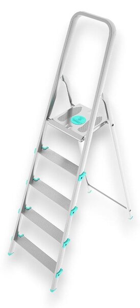 Scala multiuso in alluminio stabile e resistente con gradini antiscivolo e piattaforma ampia Libellula - 5 gradini - H106 cm