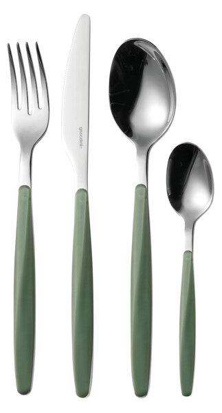 Set Posate colorate 24 pezzi MY FUSION 6 posto tavola 18/10 in confezione vetrina verde oliva