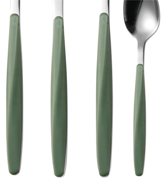 Set Posate colorate 24 pezzi MY FUSION 6 posto tavola 18/10 in confezione vetrina verde oliva