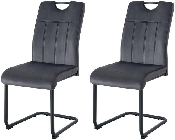 Xonox.home Set di 2 sedie oscillanti Lisa velour look antracite (L/H/D): 43 x 98 x 61 cm