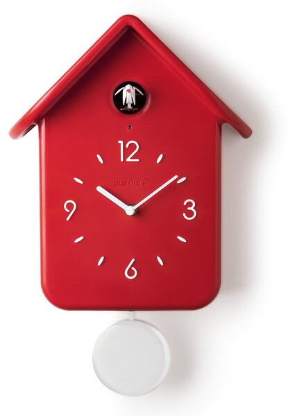 Orologio da Parete a Cuc� QQ 24,8x12xh39 cm - con pendolo removibile per diventare un orologio da appoggio colore rosso