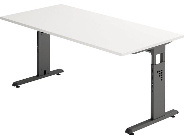 Scrivania VOS16/W/G con base a C, 160x80 cm, bianco/grafite