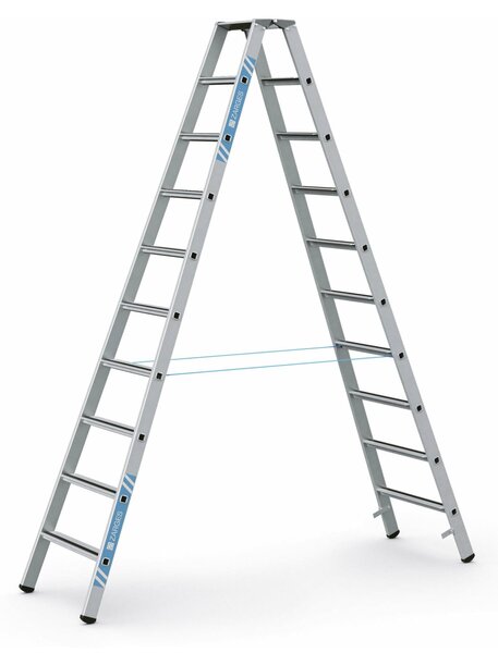 Scala a pioli con bordi rifiniti Zarges, anodizzata Saferstep B, 2x10 pioli