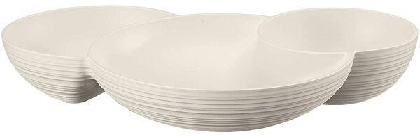 Antipastiera, Tierra 3 scomparti Dimensioni 29,5x21,4xh 5,2 cm Post Consumed Recycled Poliestereastic, Bianco latte