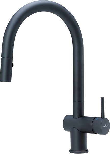 Miscelatore Reginox R37416 FLINT TOTAL BLACK con bocca estraibile / Miscelatore da cucina / Miscelatore monocomando