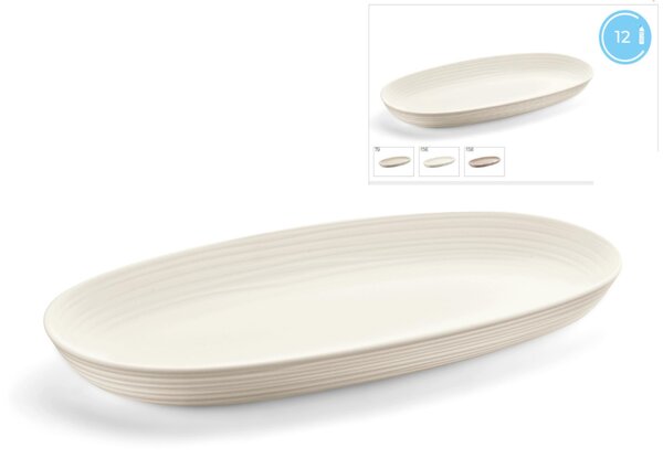 Vassoio Da Portata Tierra realizzato con plastica riciclata di 12 bottiglie 41x22,9xh4,2 cm -5000 cc colore Bianco latte