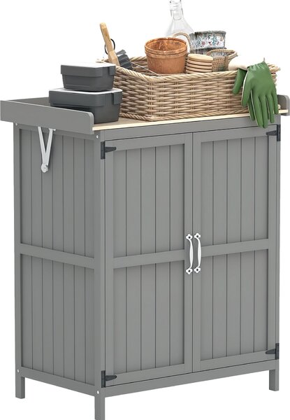Casetta da giardino Outsunny in legno, casetta per attrezzi resistente alle intemperie 74x43x88cm, casetta per attrezzi