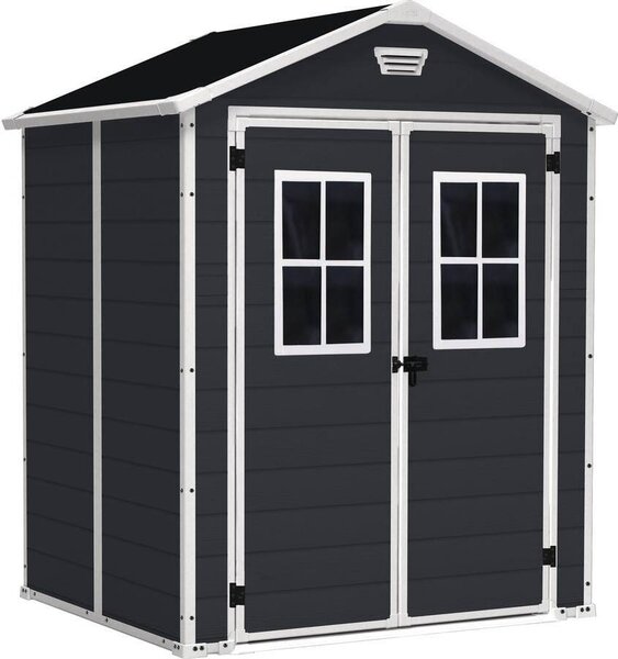 KETER Manor Casetta da giardino con finestre 6x5 DD, 185 x 226 x 152 cm, antracite KETER 17202483