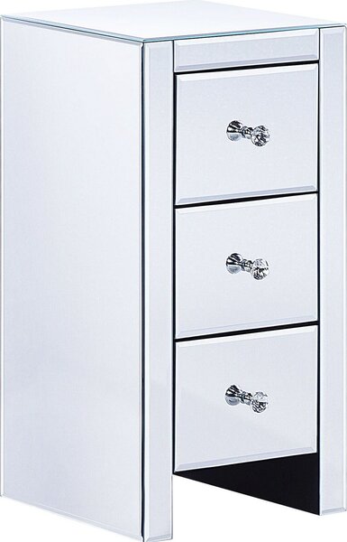 Comodino BELIANI piano in vetro argento MDF 60 x 30 x 30 cm Incantevole cassetto decorativo spazioso per la camera da letto