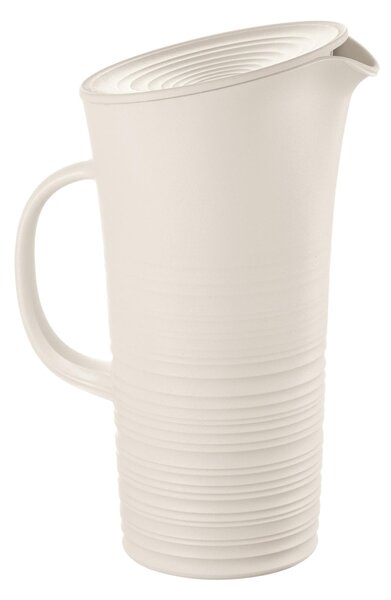 Caraffa con Coperchio, Tierra Realizzata riciclando 20 bottiglie d'acqua 18,7x13,4x10x h26,9 cm - 1800cc Post Consumed Recycled Poliestereastic, colore bianco latte