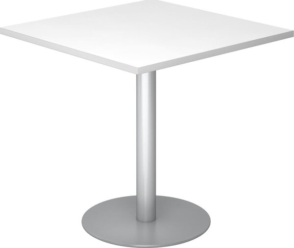 BISTRO F88Q S - Tavolo da riunione modulare bianco 80 x 80 argento