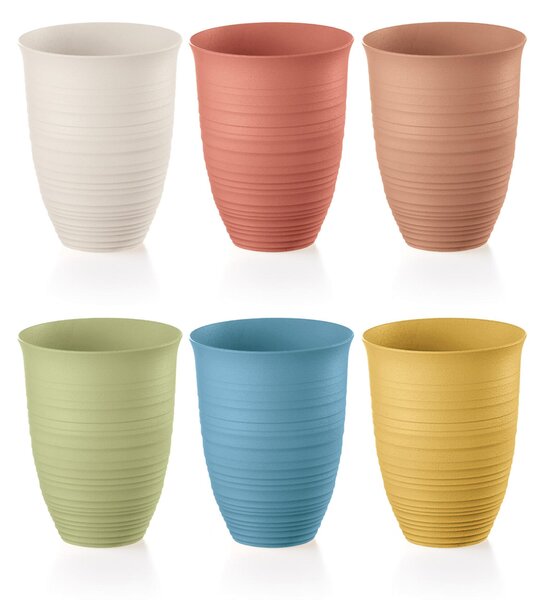 Bicchieri ALTI BIBITA ,Tierra 6 PEZZI ottenuti riciclando 4,5 bottiglie di plastica � 10,2xh 20 cm - 520cc Post Consumed Recycled Poliestereastic, multicolor