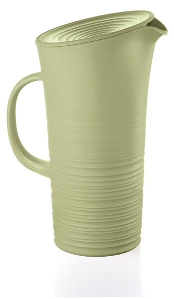 Caraffa con Coperchio, Tierra Realizzata riciclando 20 bottiglie d'acqua 18,7x13,4x10x h26,9 cm - 1800cc Post Consumed Recycled Poliestereastic, colore Verde alga