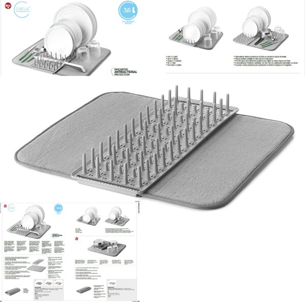 SCOLAPIATTI CON TAPPETINO DRY&SAFE dimensioni aperto 55x42,5xh6,5 cm - capacit� 12 piatti colore Grigio opaco
