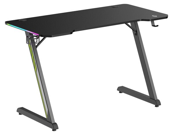 Scrivania da gaming con illuminazione RGB, nera