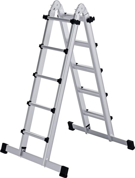 Scala telescopica a 4 sezioni con traversa a pioli 4x5
