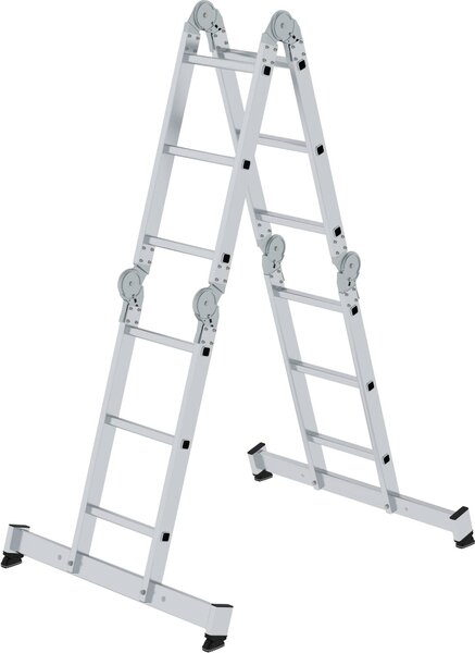 Scala multiuso a 4 sezioni con traversa nivello® 4x3 pioli
