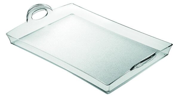 Vassoio rettangolare Con Manici 33.5x54xh8.7 cm in SAN Impilabile Trasparente