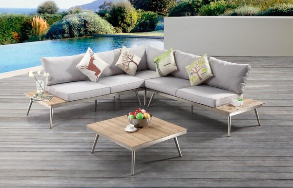 Set da giardino AISER Royal -Barbados- Lussuoso salottino con tavolino da caffè in legno sintetico Misanbar di alta qualità