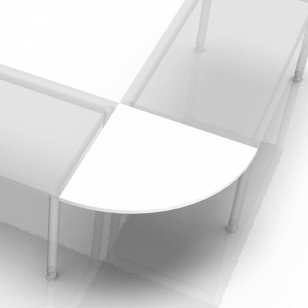 Tavolo da conferenza - Piano (senza gambe) / Quarto di cerchio. Modello Kontor, 80 x 80 cm, bianco
