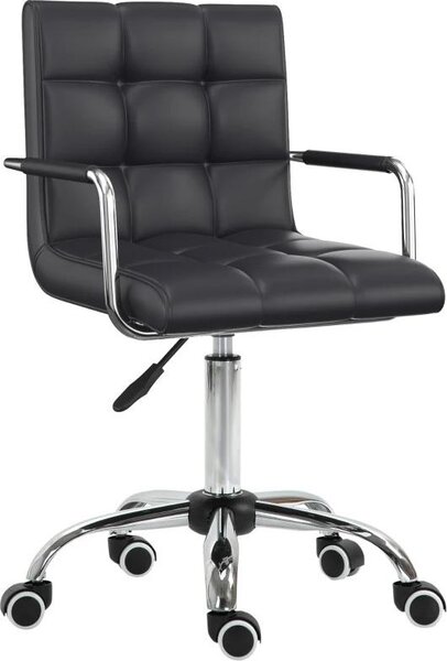Sedia da scrivania Moonbite con braccioli, sedia girevole regolabile in altezza da 46 a 61 cm, sedia da ufficio ergonomica per l'home office, in PVC, colore nero