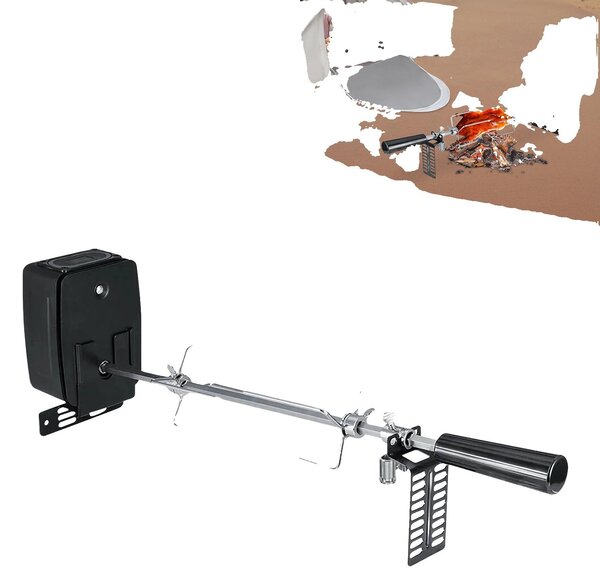 Griglia per barbecue, rotazione a 360°, altezza regolabile, colore nero e argento