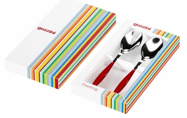 Coppia insalata Linea Feeling Guzzini , Acciaio inox 18.10 lunghezza 234 mm manici in acrilico Grigio in confezione regalo