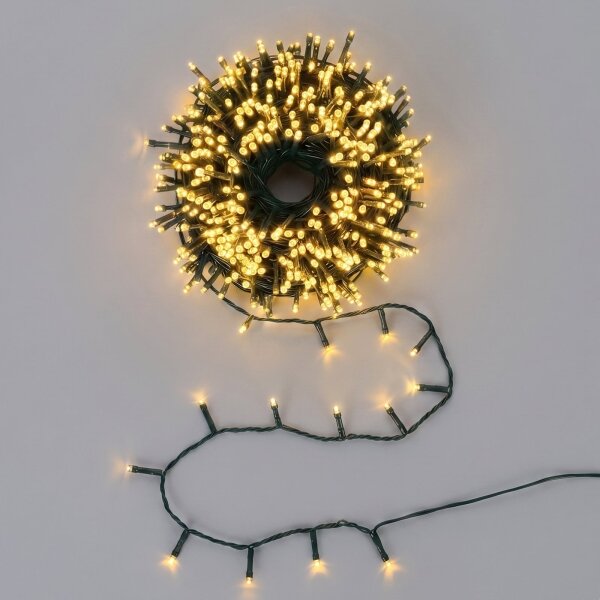 Aigostar - Catena luminosa natalizia LED per esterni 1500xLED/8 funzioni 78m IP44 bianco caldo