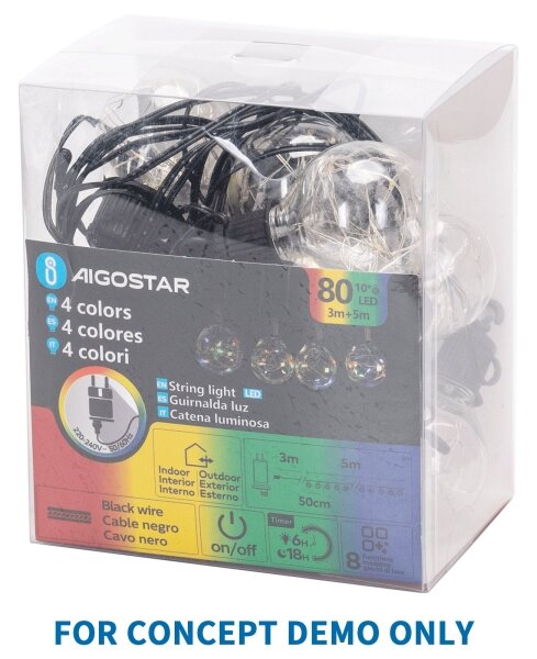 Aigostar - Catena decorativa LED da esterno 80xLED/3,6W/230V 5m IP44 bianco caldo