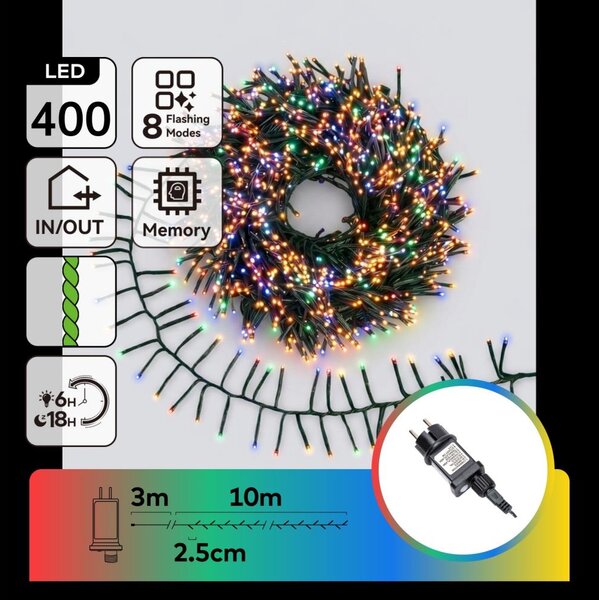 Aigostar - LED Catena luminosa natalizia per esterni 400xLED/8 funzioni 13m IP44 multicolore