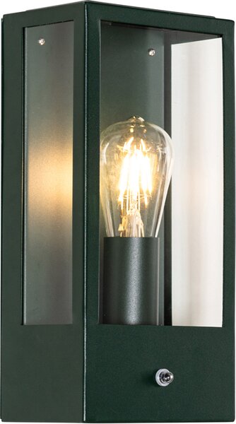 Lampada da parete verde scuro con sensore crepuscolare IP44 Rotterdam