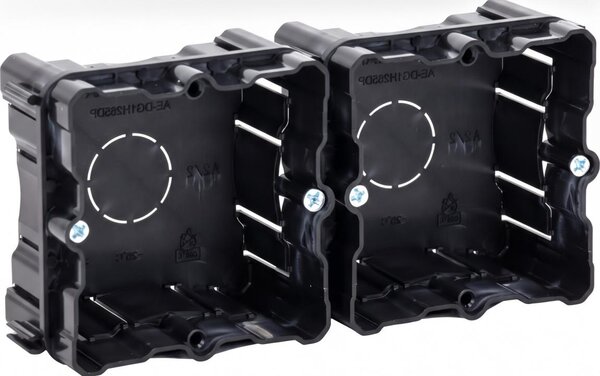 Aigostar - Set da 2 scatole di montaggio per installazione ad incasso, nere