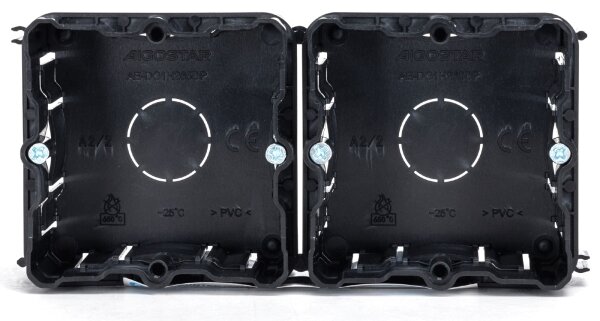 Aigostar - Set da 2 scatole di montaggio per installazione ad incasso, nere