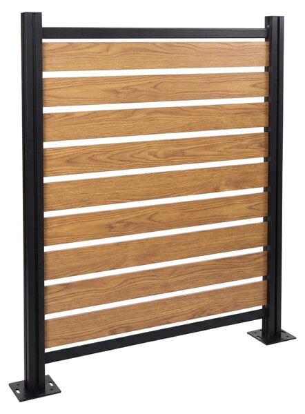 Recinzione per bidoni della spazzatura in alluminio MCW-K57, elemento base rivestimento per bidoni della spazzatura, effetto legno espandibile 130x110x6 cm ~ marrone chiaro
