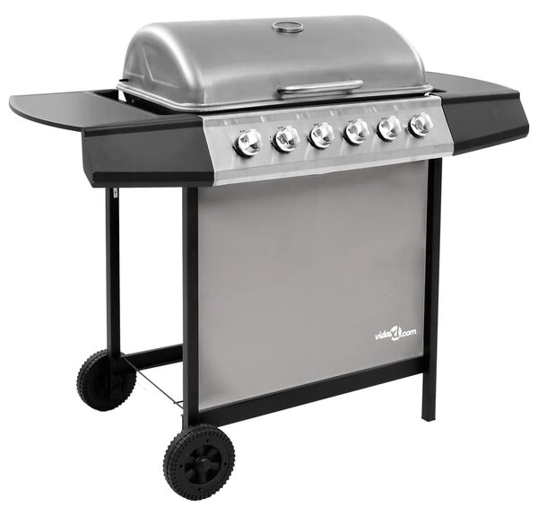 Barbecue a gas Vidaxl con 6 bruciatori Colore nero e argento