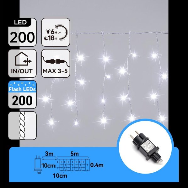 Aigostar - Catena luminosa natalizia LED da esterno 200xLED 8x0,4m IP44 bianco freddo