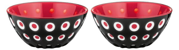 Set due Ciotole contenitore le murrine 12xh 5,6 cm - 300 cc Le Murrine nero/bianco/rosso