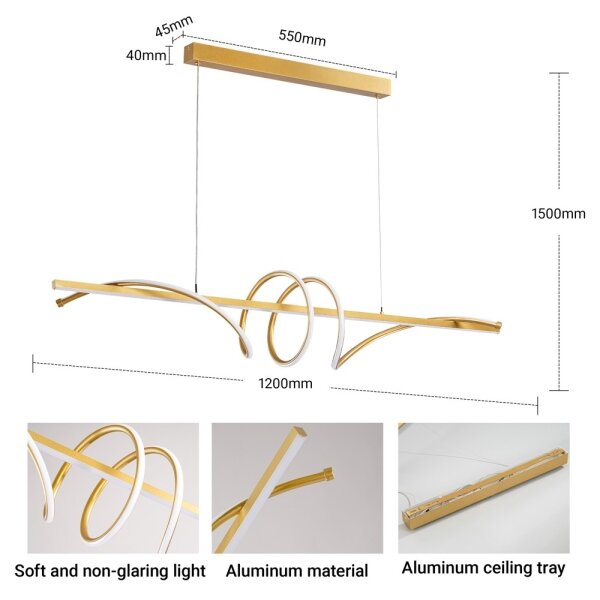 BRILAGI - lampada a sospensione LED dimmerabile su cavo SIGNATURE LED/50W/230V 120 cm oro + telecomando