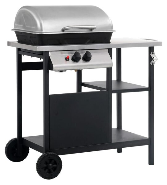 Vidaxl Barbecue a gas con 3 strati Beistelltisch schwarz e silberfarben